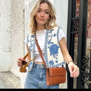 Khaki Blooms Boho Floral Embroidered Vest
